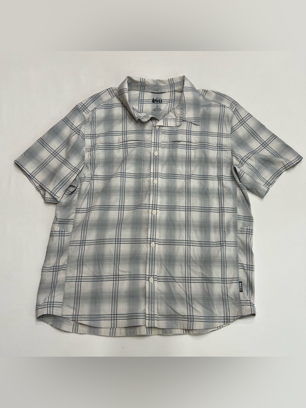 REI CO-OP Casual Outdoor Button Down Shirt Activewear Men's Large Plaid Beige